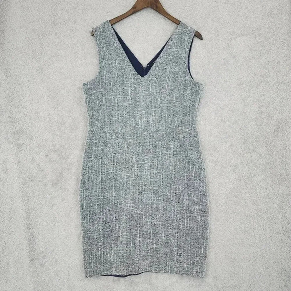 Banana Republic Womens Tweed Sleeveless Knee Sheath Dress Size 14 Gray 18PT - Picture 1 of 9